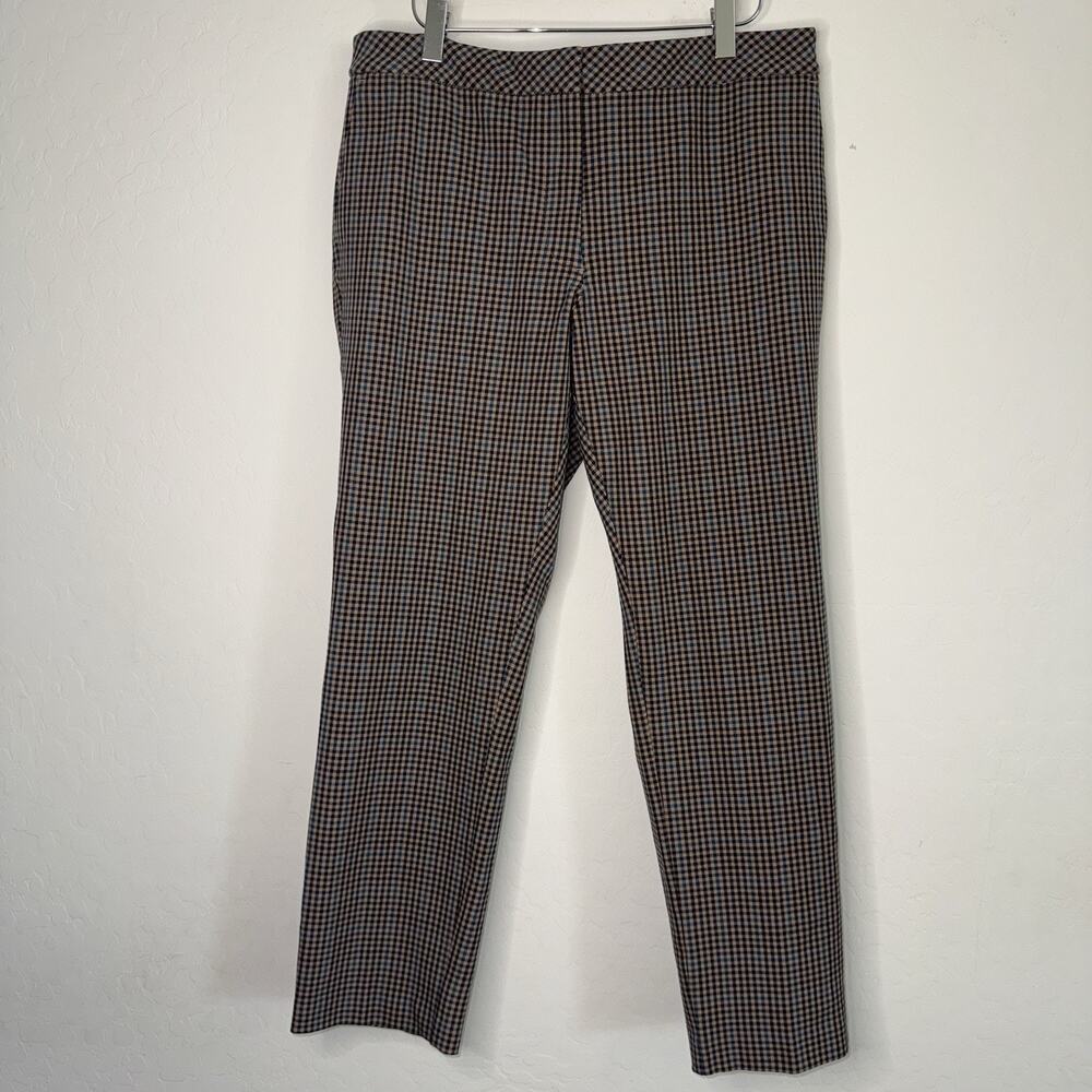 J. Jill Women's Pants Pull On Premium Bi-stretch Tapered Plaid Brown Tan Size 12